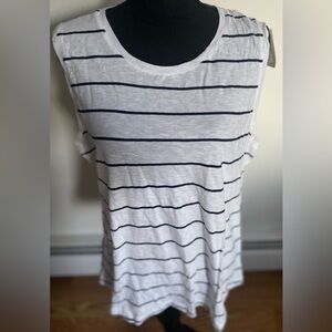 G.H. Bass & Co. NWT Woman’s Navy & White Striped Tank Top Size XXL 100% Cotton